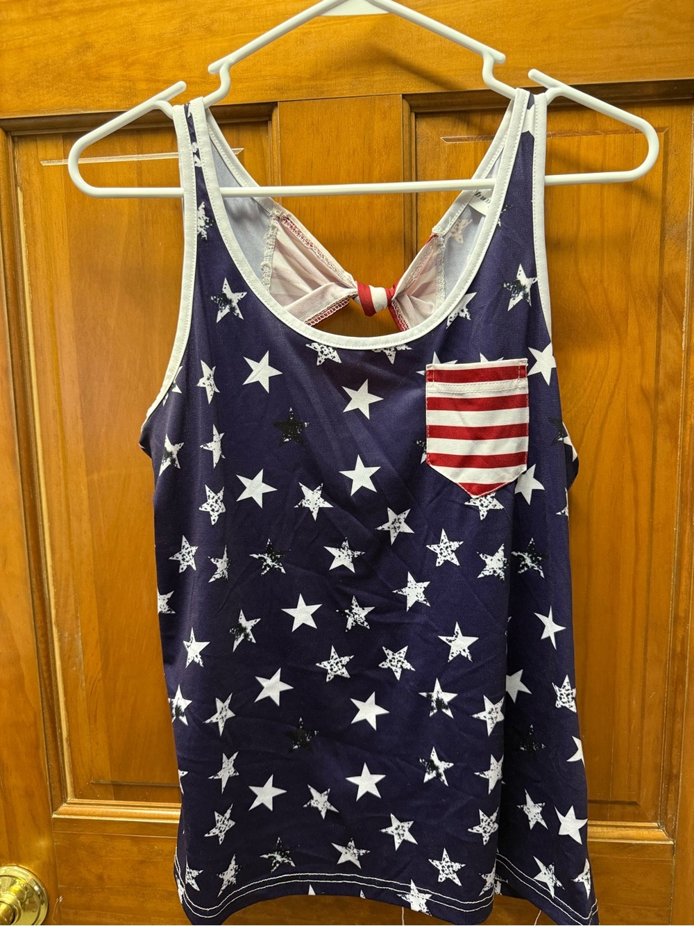 Navy Star Print Tank with Flag Pocket